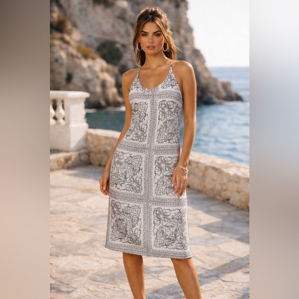Paisley Bandana Print Strappy Back Slip Midi Sundress
Coastal Summer Resort Lg